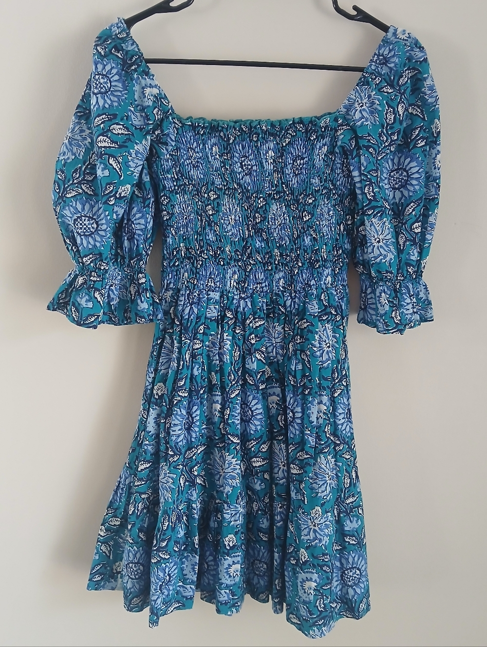 Perry Walker Collective Grace Mini Dress Blue Floral Small